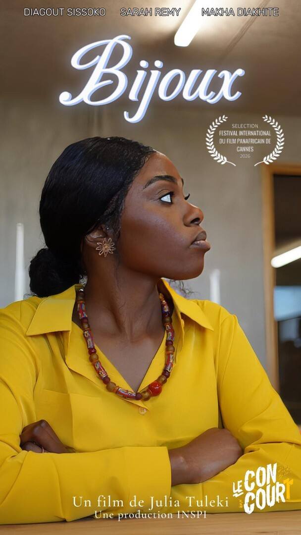 The poster for “Bijoux”, a film by Julia Tuleki presented by INSPI (credits as printed on the poster), bearing the laurels of the festival's 2026 selection: each screening in the official programme pairs a short film with a feature, followed by a discussion when the film team is present.