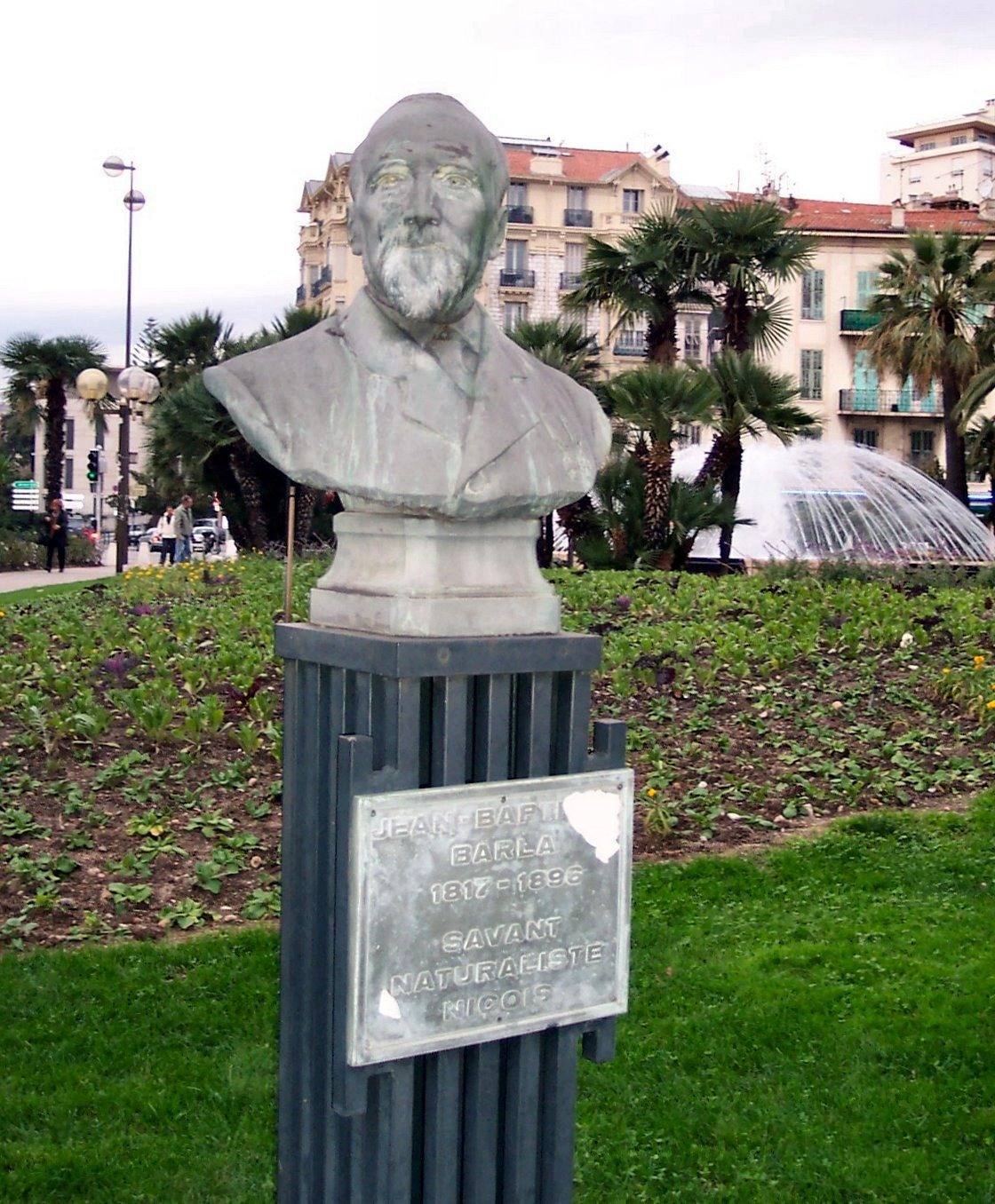 Le buste de Jean-Baptiste Barla (1817-1896), à Nice : avec Jean-Baptiste Vérany, le botaniste niçois est à l'origine des collections du Muséum, fondé en 1846, que les Niçois surnomment le musée Barla.