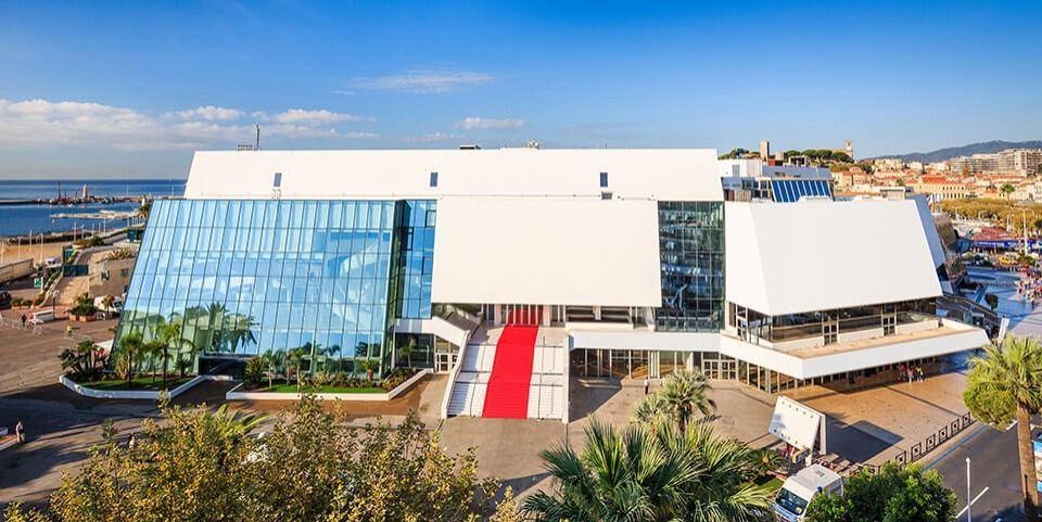 The forecourt and steps of the Palais, stage for Cannes' major events.